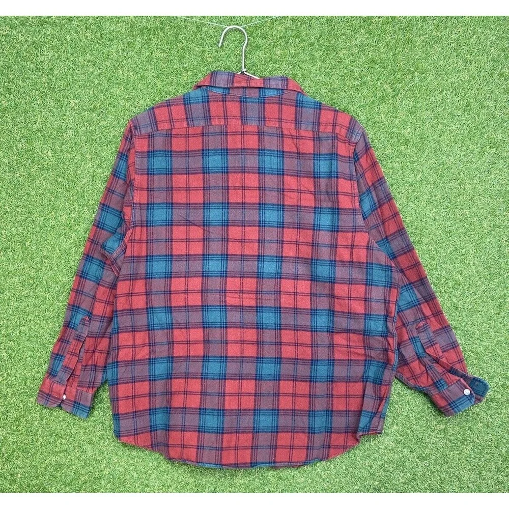 Vintage LL Bean Flannel Button Up Shirt Womens 16 Long Sleeve Plaid Outdoor Y2K